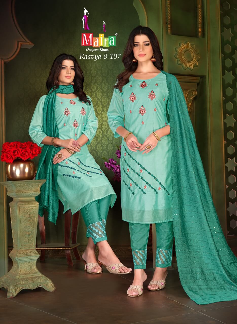 Mayra Raavya 8 Fancy Wear Kurti Pant With Dupatta Readymade  Collection